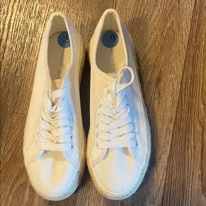 Madden Girl Cream Canvas Lace-Up Sneakers